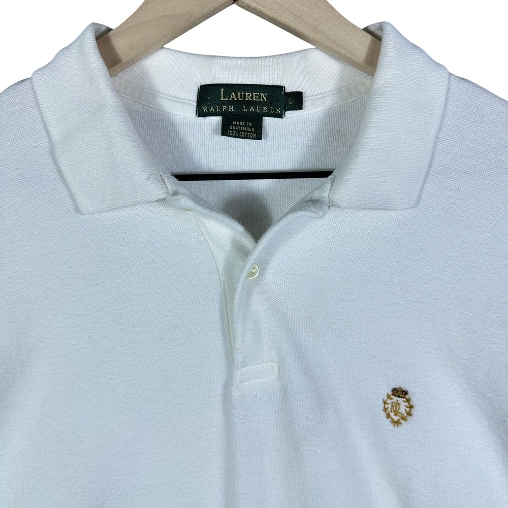 Lauren Ralph Lauren Polo Shirt Mens‎ Large White Embroidered Crest Cotton
